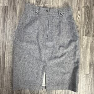 Kelly Harper 100% Wool Gray Pencil Skirt Lined Back Slit Pocket Classic Workwear